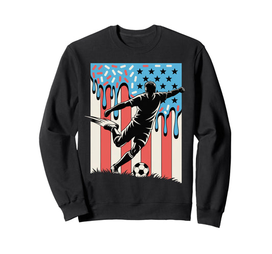American Usa Flag Ice Cream Drip Sweatshirt - Custom Art Print Men Women - T-Shirt, Sweatshirt, Hoodie