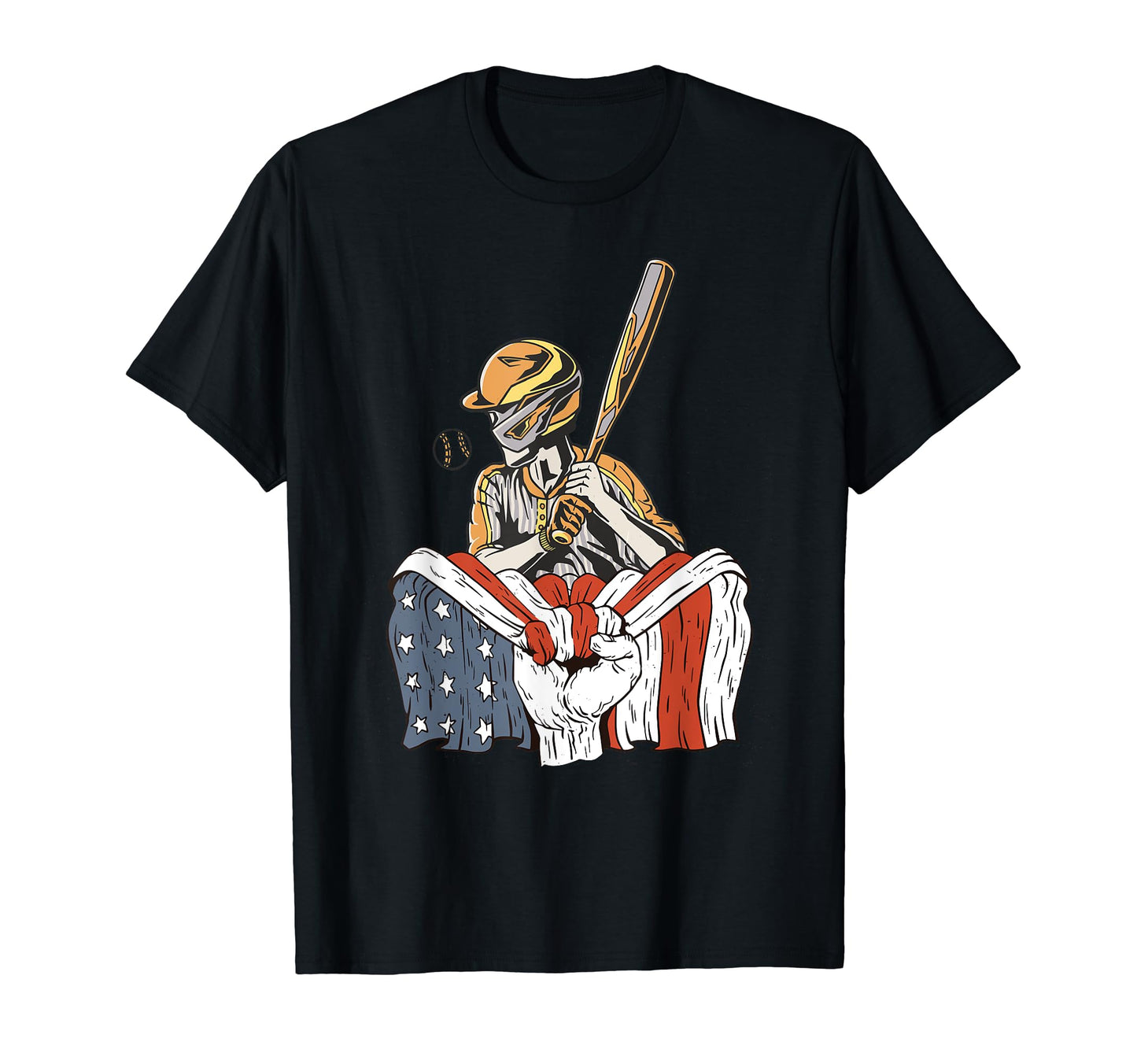 American Flag Baseball Player T-Shirt - Novelty Apparel Men Women - T-Shirt, Sweatshirt, Hoodie