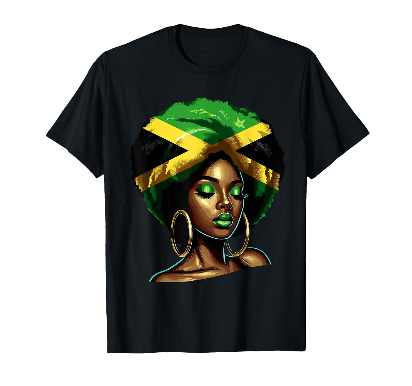 Jamaican Black Melanin Jamaican Afro T-Shirt - Graphic Print Unisex - T-Shirt, Sweatshirt, Hoodie