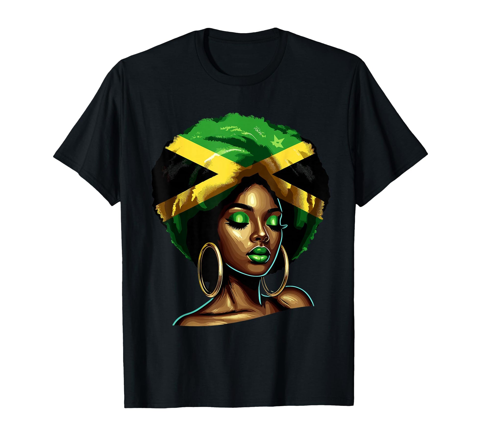 Jamaican Black Melanin Jamaican Afro T-Shirt - Graphic Print Unisex - T-Shirt, Sweatshirt, Hoodie