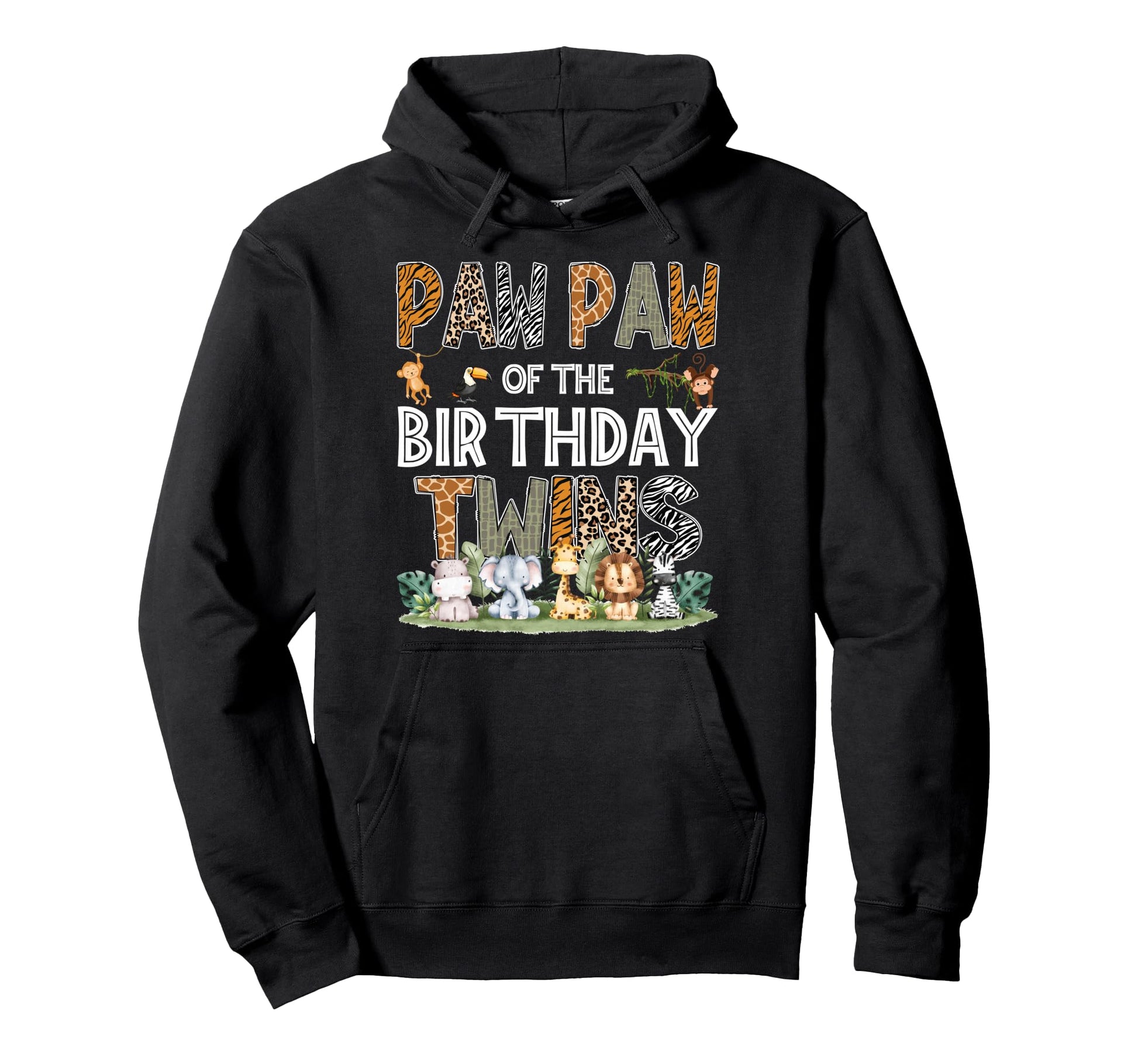 Paw Paw Birthday Twins Safari Wild One Hoodie - Graphic Print for Adults - T-Shirt, Sweatshirt, Hoodie
