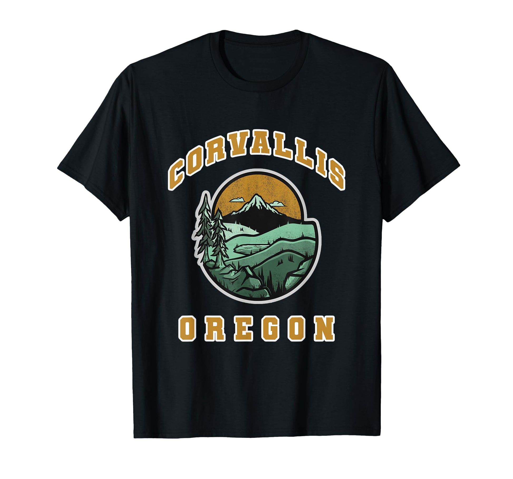 Corvallis Oregon Mountain Landscape Travel T-Shirt - Graphic Print Unisex - T-Shirt, Sweatshirt, Hoodie