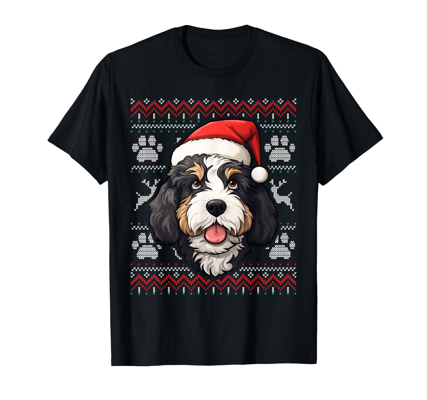 Bernedoodle Santa Hat Funny Dog Mom T-Shirt - Aesthetic Graphic for Adults - T-Shirt, Sweatshirt, Hoodie