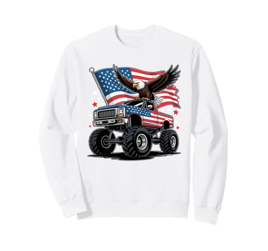 Bald Eagle 4Th July American Flag Sweatshirt - Graphic Print Unisex - T-Shirt, Sweatshirt, Hoodie