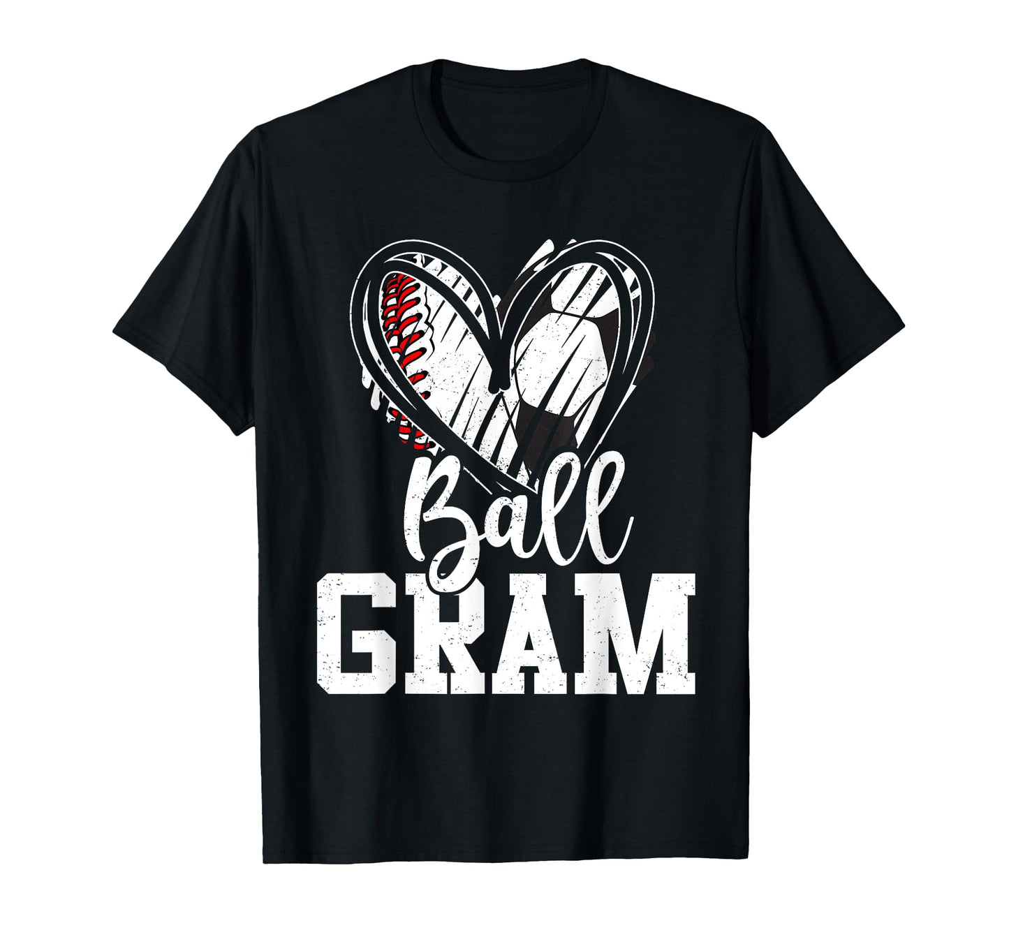 Ball Grandma Heart Baseball Soccer T-Shirt - Minimalist Print for Adults - T-Shirt, Sweatshirt, Hoodie
