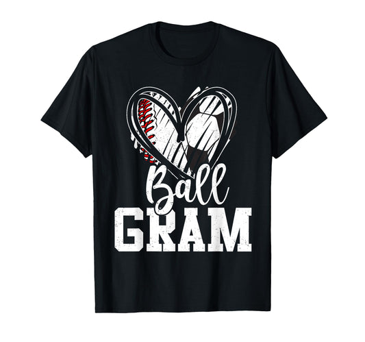 Ball Grandma Heart Baseball Soccer T-Shirt - Minimalist Print for Adults - T-Shirt, Sweatshirt, Hoodie