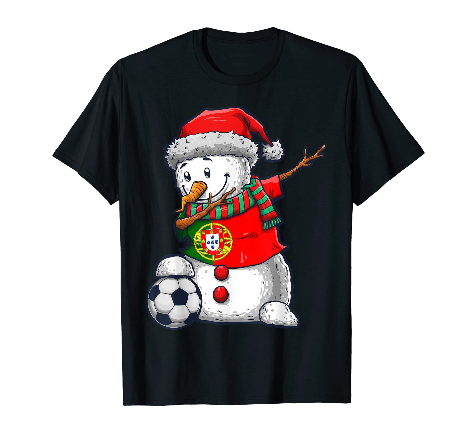 Soccer Dabbing Snowman Portugal T-Shirt - Trendy Graphic for Adults - T-Shirt, Sweatshirt, Hoodie