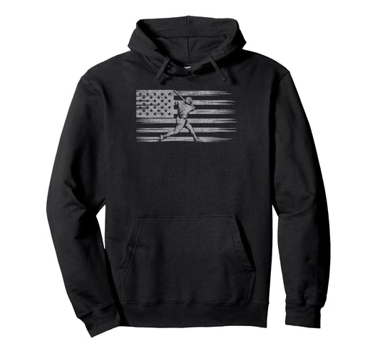 Baseball Us Flag Baseball Lover Dad Hoodie - Unique Graphic Men Women - T-Shirt, Sweatshirt, Hoodie
