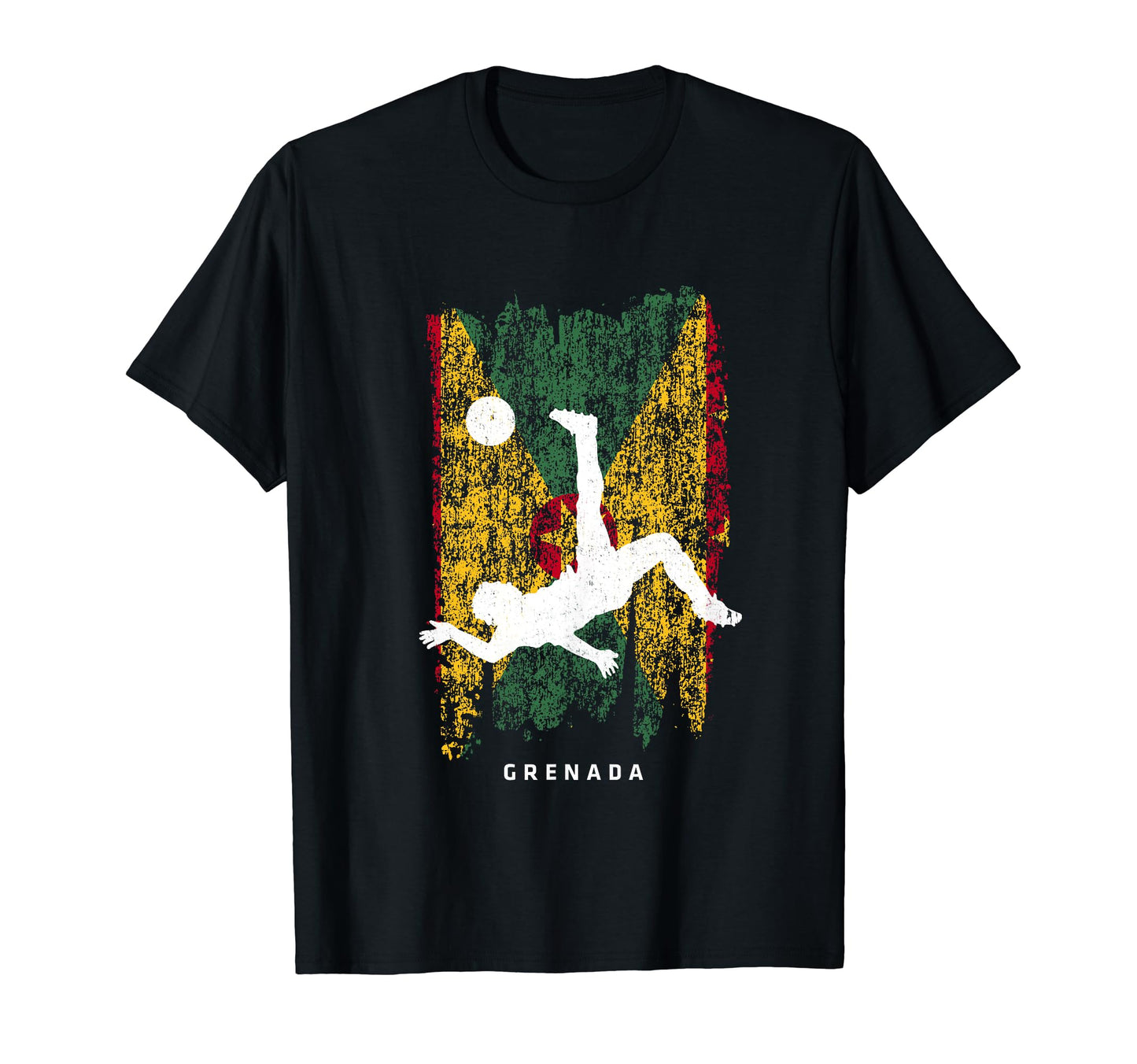 Grenada Flag Soccer Player Silhouette T-Shirt - Novelty Apparel for Adults - T-Shirt, Sweatshirt, Hoodie