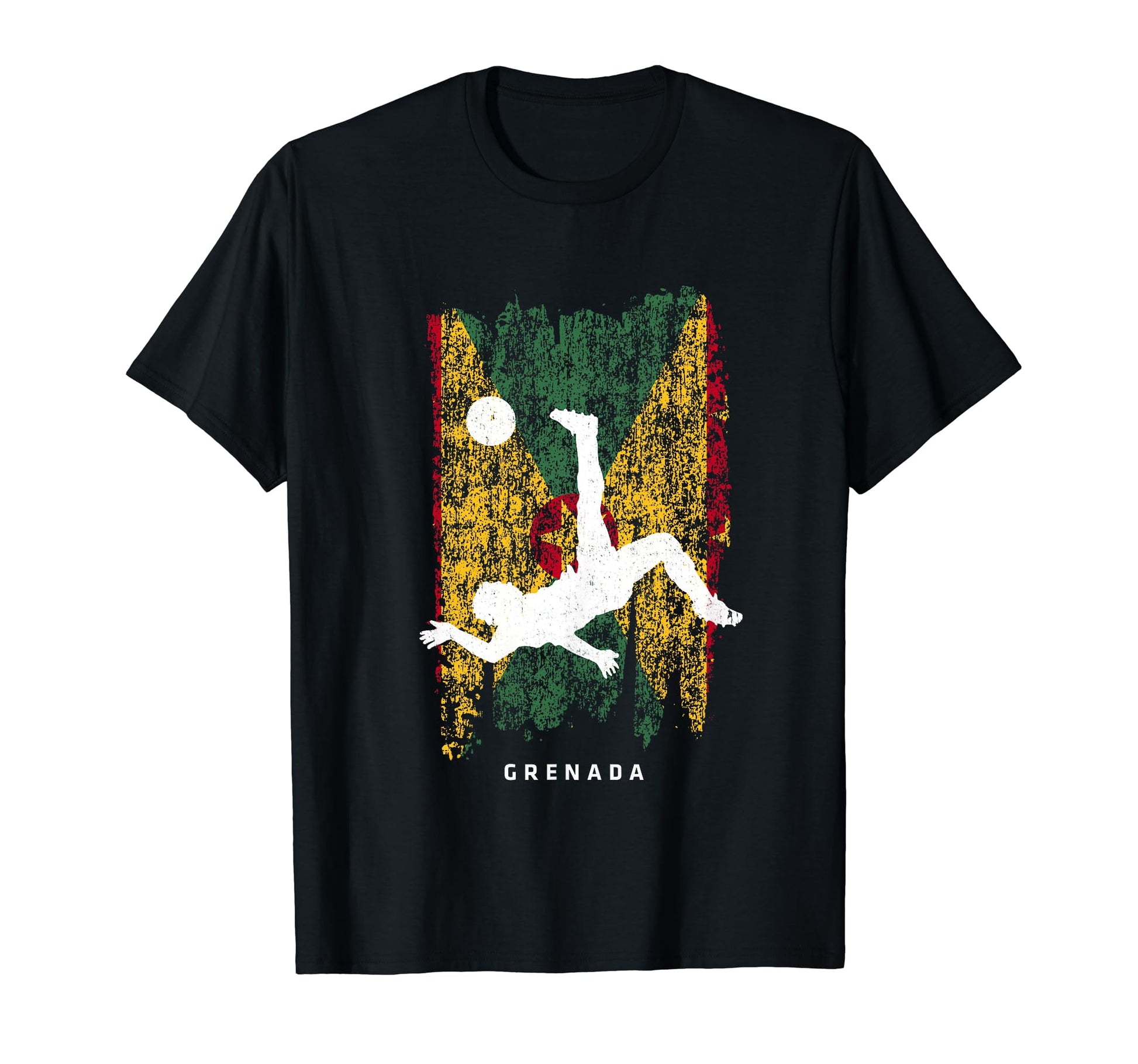 Grenada Flag Soccer Player Silhouette T-Shirt - Novelty Apparel for Adults - T-Shirt, Sweatshirt, Hoodie
