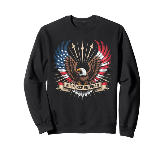 Air Force Veteran Us American Flag Sweatshirt - Trendy Graphic for Adults - T-Shirt, Sweatshirt, Hoodie