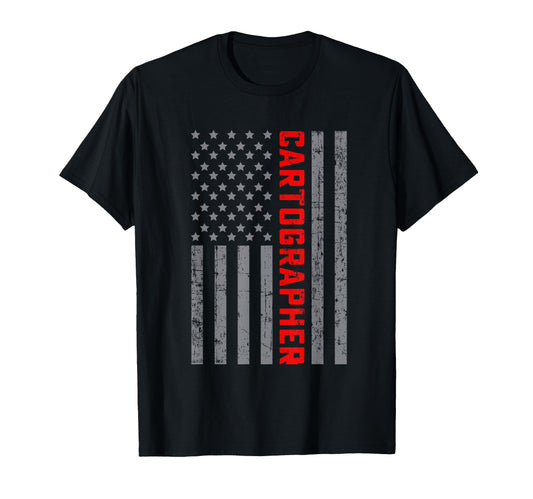 American Flag Cartographer Us Flag Dad T-Shirt - Graphic Print Men Women - T-Shirt, Sweatshirt, Hoodie