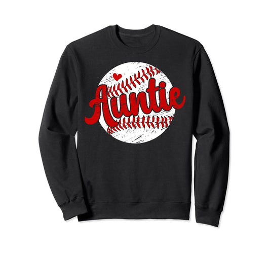 Auntie Baseball Player Aunt Baseball Sweatshirt - Graphic Print for Adults - T-Shirt, Sweatshirt, Hoodie