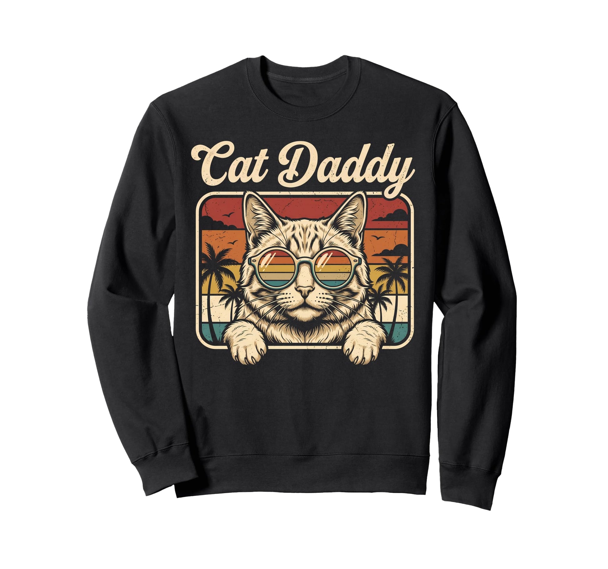 Cat Daddy Sunglasses Cat Dad Papa Sweatshirt - Graphic Print for Adults - T-Shirt, Sweatshirt, Hoodie