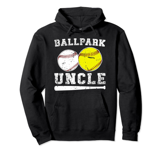Ballpark Uncle Softball Baseball Uncle Hoodie - Custom Art Print Men Women - T-Shirt, Sweatshirt, Hoodie