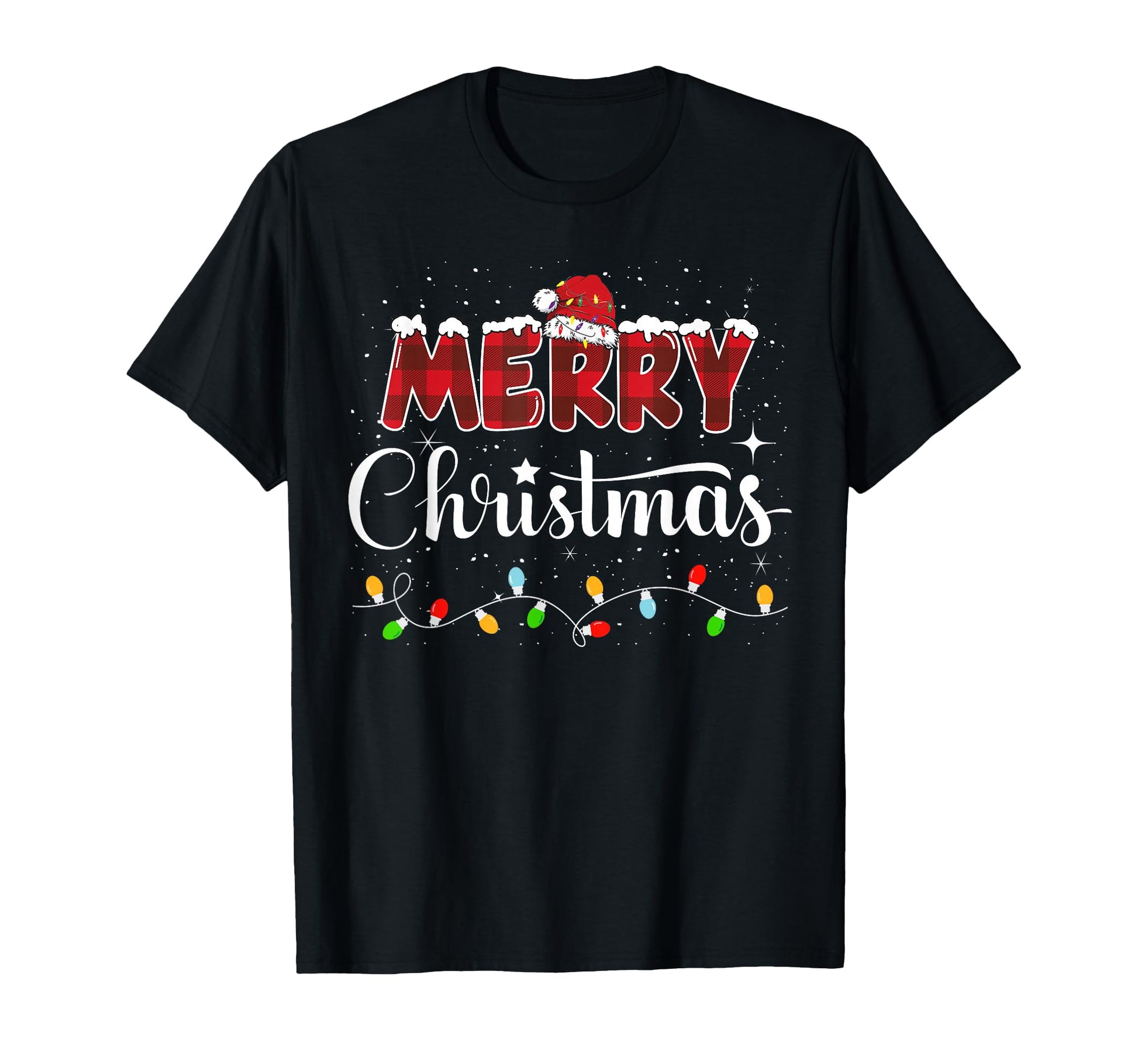 Merry Lights Red Santa Hat Family T-Shirt - Casual Everyday Wear for Adults - T-Shirt, Sweatshirt, Hoodie