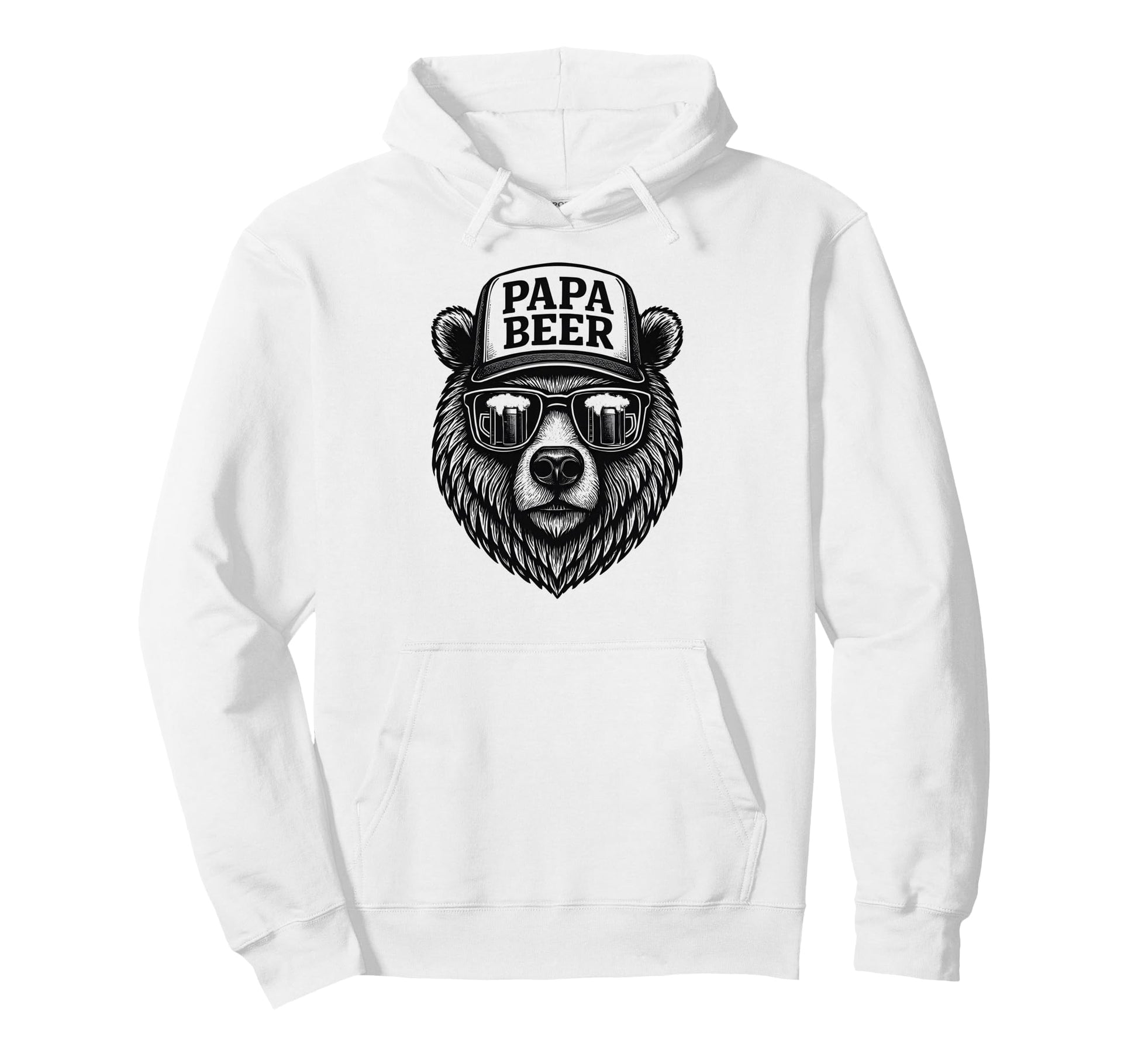 Papa Beer Funny Dad Bear Drinking Hoodie - Custom Art Print Men Women - T-Shirt, Sweatshirt, Hoodie