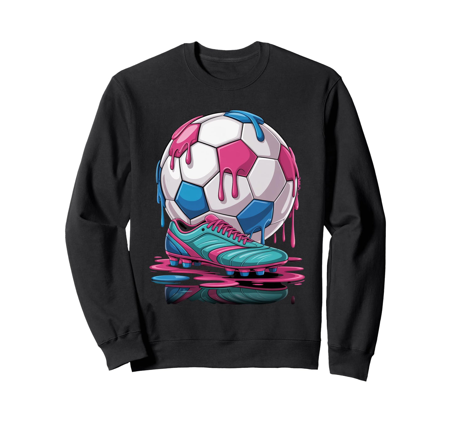 Soccer Ball Drip Ice Cream Drip Sweatshirt - Fun Novelty Design for Adults - T-Shirt, Sweatshirt, Hoodie