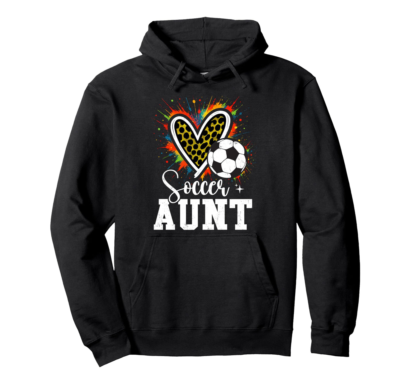 Soccer Aunt Leopard Heart Colorful Hoodie - Unique Graphic Men Women - T-Shirt, Sweatshirt, Hoodie