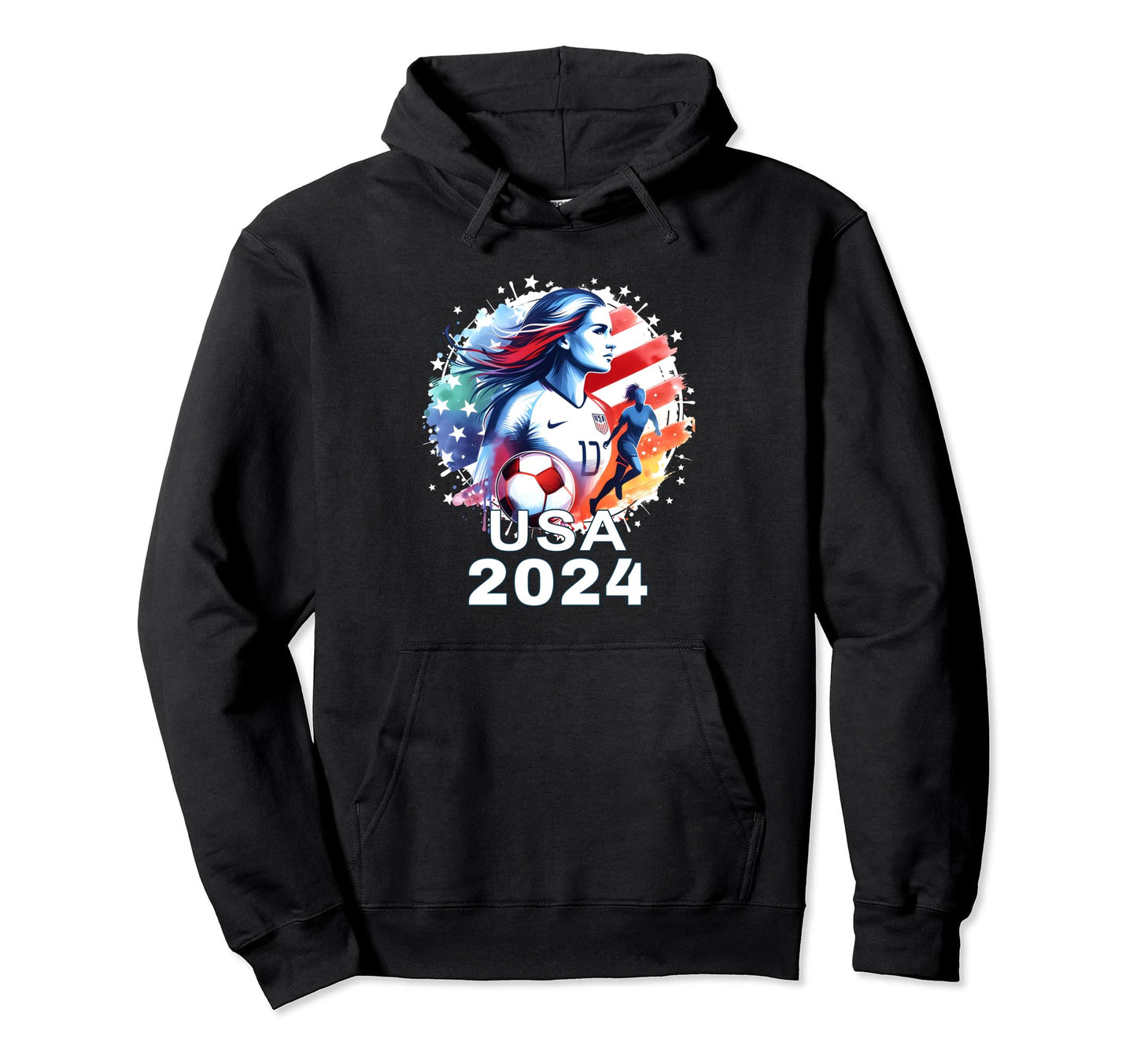 Womens Soccer American Flag Soccer Hoodie - Novelty Apparel for Adults - T-Shirt, Sweatshirt, Hoodie
