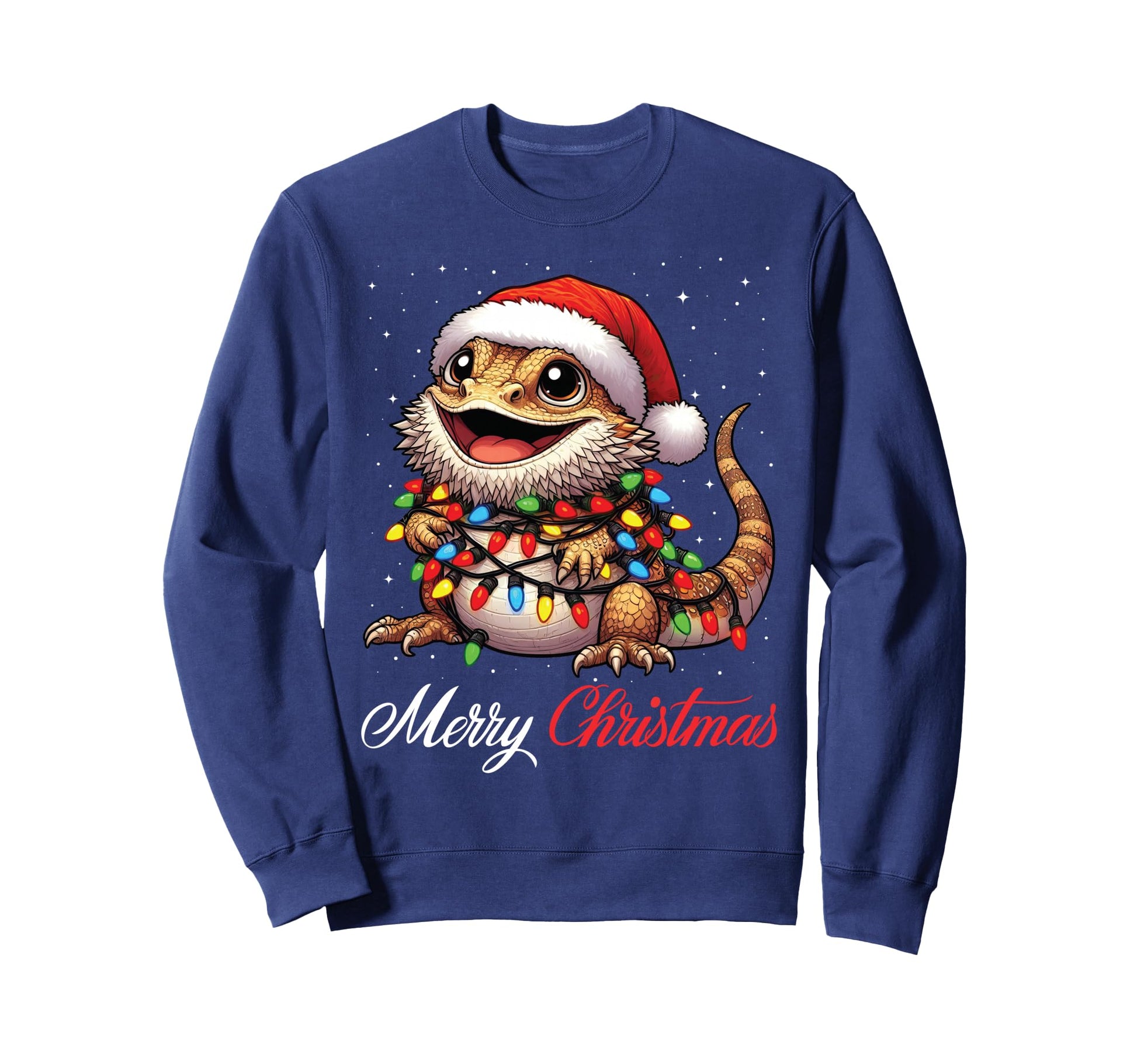 Bearded Dragon Merry Lights Sweatshirt - Fun Novelty Design for Adults - T-Shirt, Sweatshirt, Hoodie