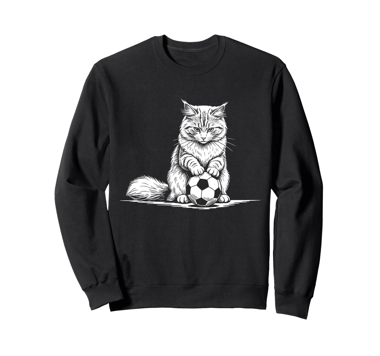 Soccer Cat Playing Ball Funny Kitten Sweatshirt - Trendy Graphic Men Women - T-Shirt, Sweatshirt, Hoodie