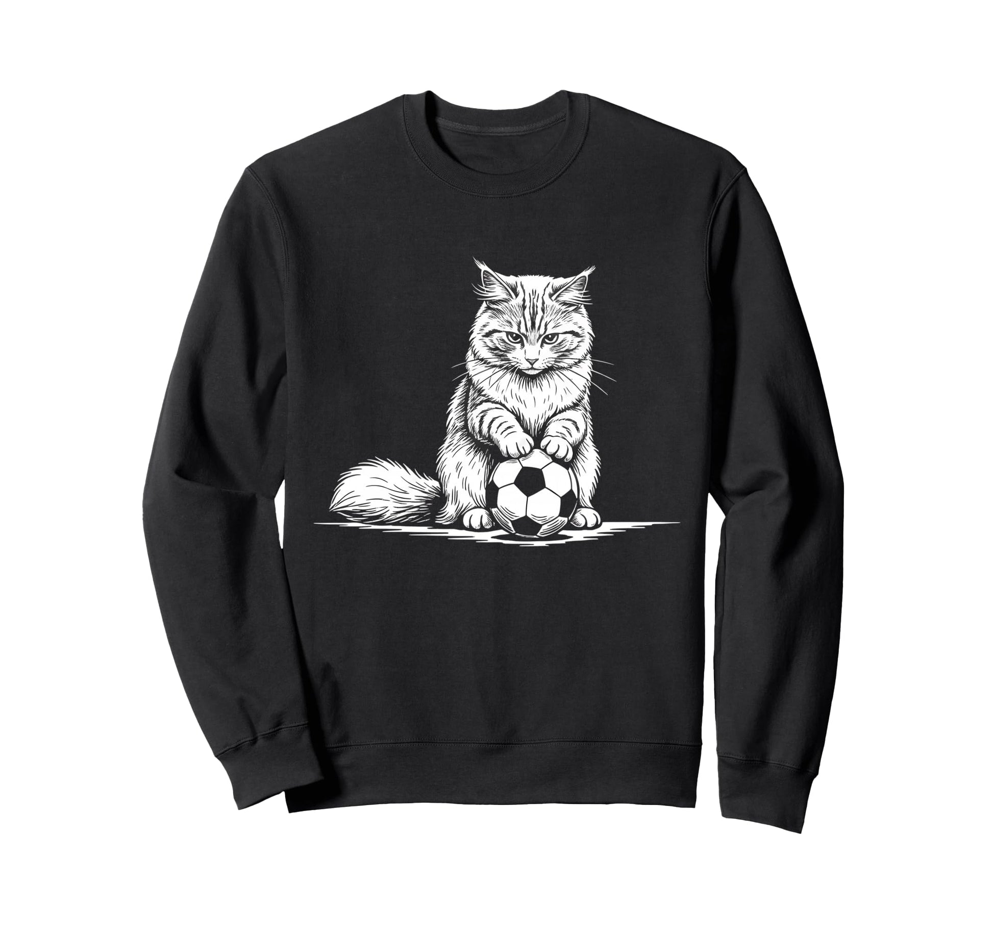 Soccer Cat Playing Ball Funny Kitten Sweatshirt - Trendy Graphic Men Women - T-Shirt, Sweatshirt, Hoodie