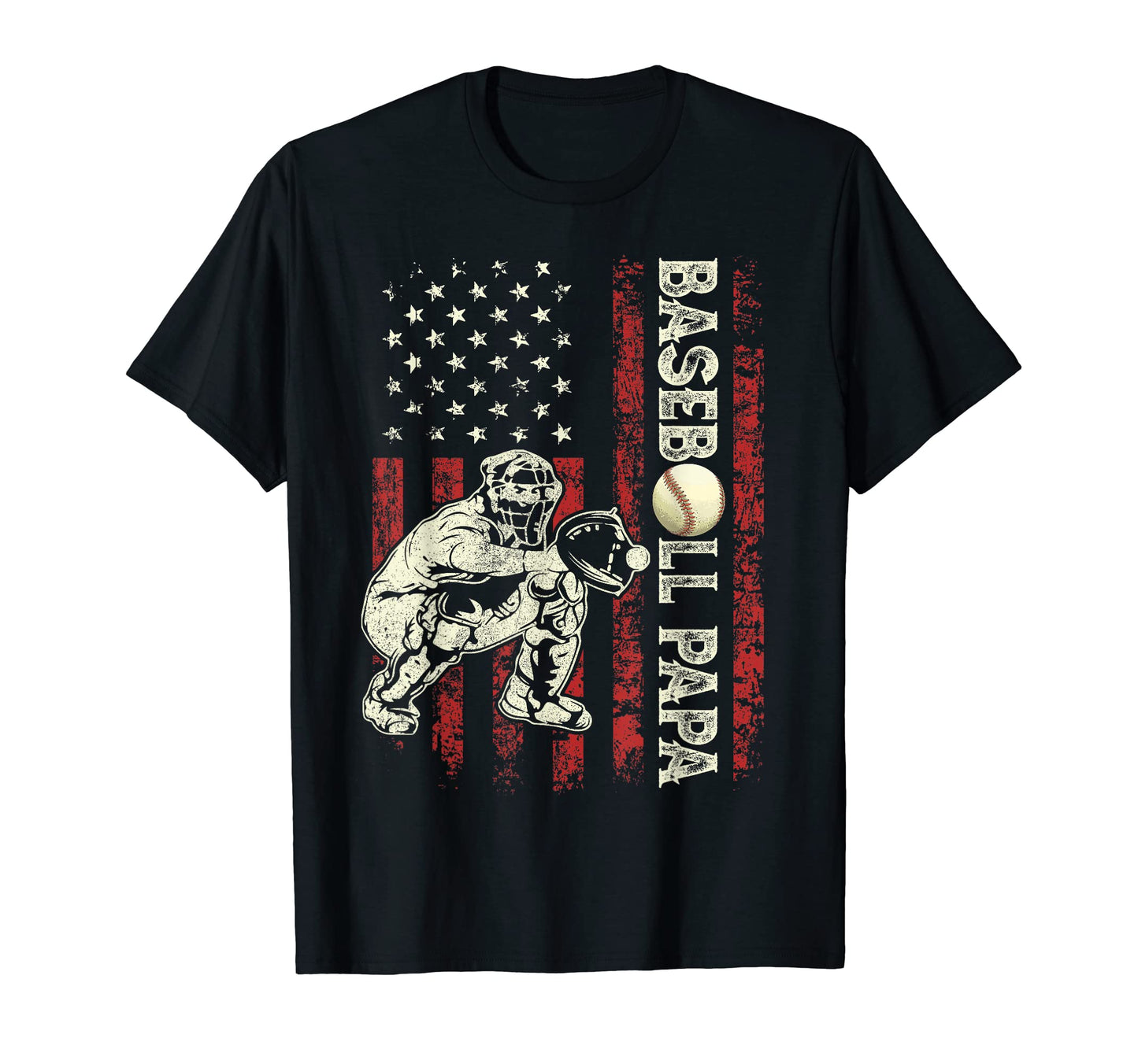 Mens Fathers Day Baseball Papa Flag Gifts T-Shirt - Trendy Graphic Unisex - T-Shirt, Sweatshirt, Hoodie
