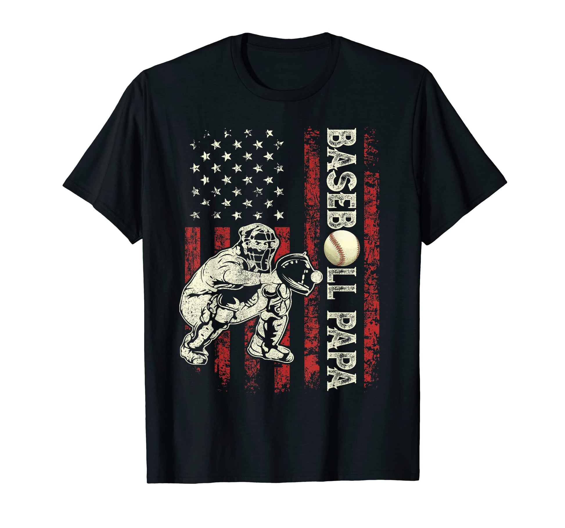Mens Fathers Day Baseball Papa Flag Gifts T-Shirt - Trendy Graphic Unisex - T-Shirt, Sweatshirt, Hoodie