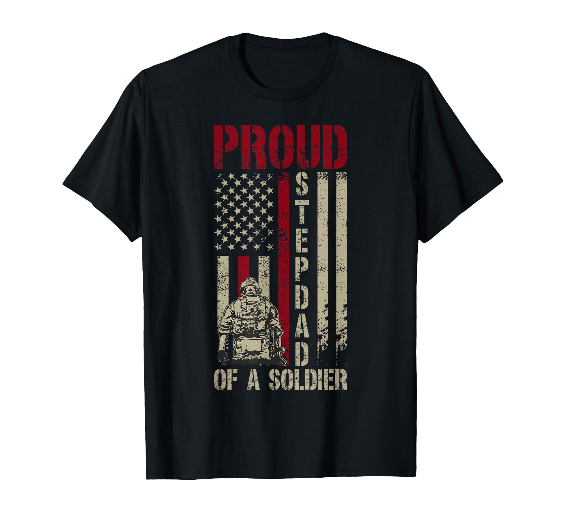 Proud Soldier Stepdad Us Flag T-Shirt - Streetwear Style Men Women - T-Shirt, Sweatshirt, Hoodie