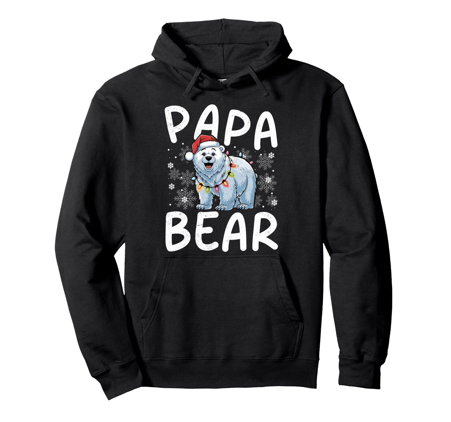 Funny Papa Bear Lights Santa Hat Hoodie - Unique Graphic for Adults - T-Shirt, Sweatshirt, Hoodie