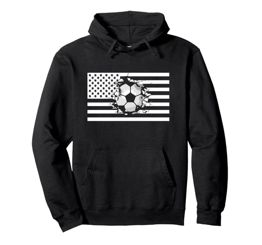 American Flag Soccer Soccer Hoodie - Unique Graphic Men Women - T-Shirt, Sweatshirt, Hoodie