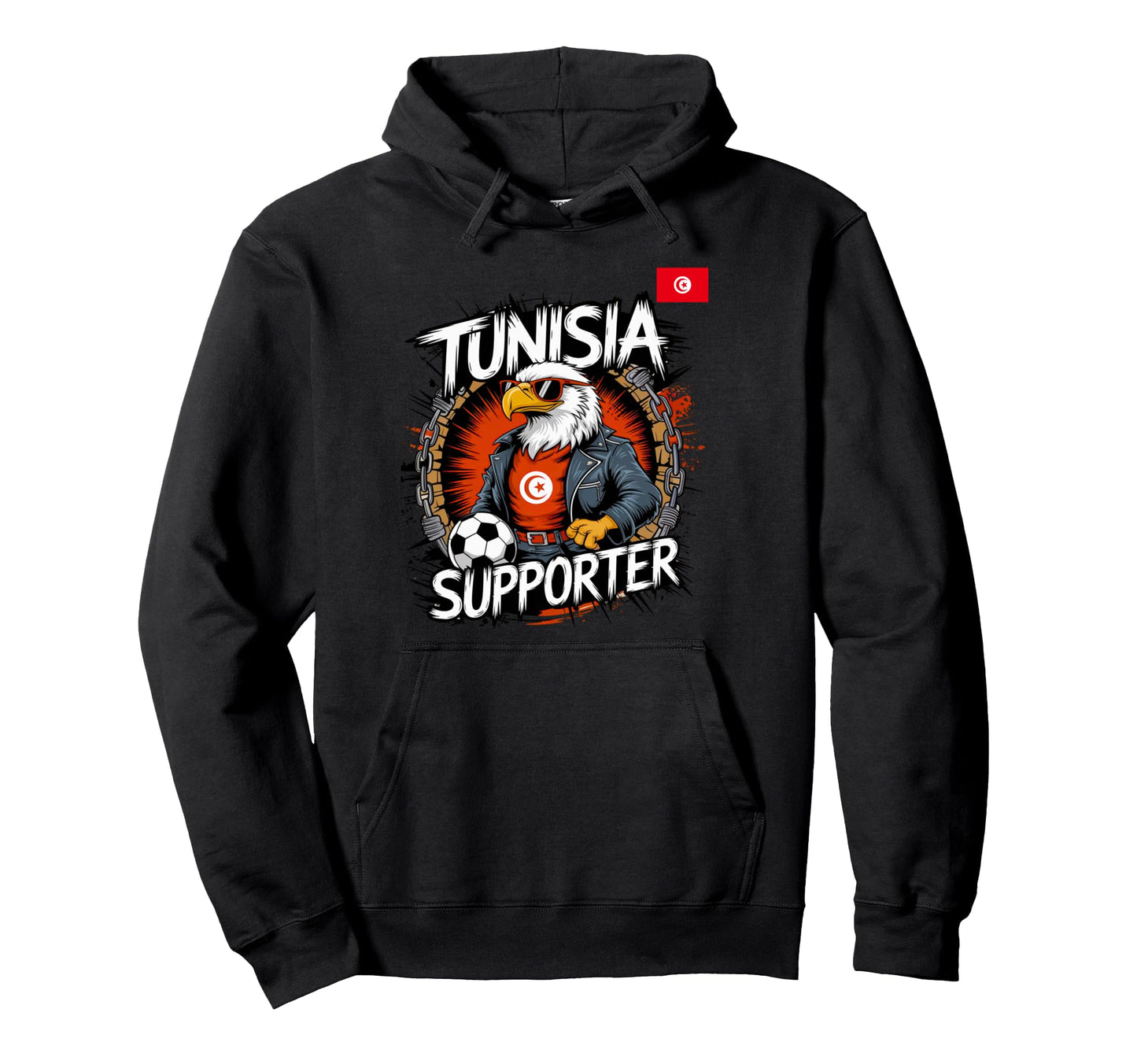 Tunisian Flag Football Fans Tunisian Hoodie - Fun Novelty Design Men Women - T-Shirt, Sweatshirt, Hoodie