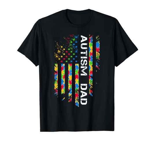 Autism Dad Awareness American T-Shirt - Casual Everyday Wear Men Women - T-Shirt, Sweatshirt, Hoodie