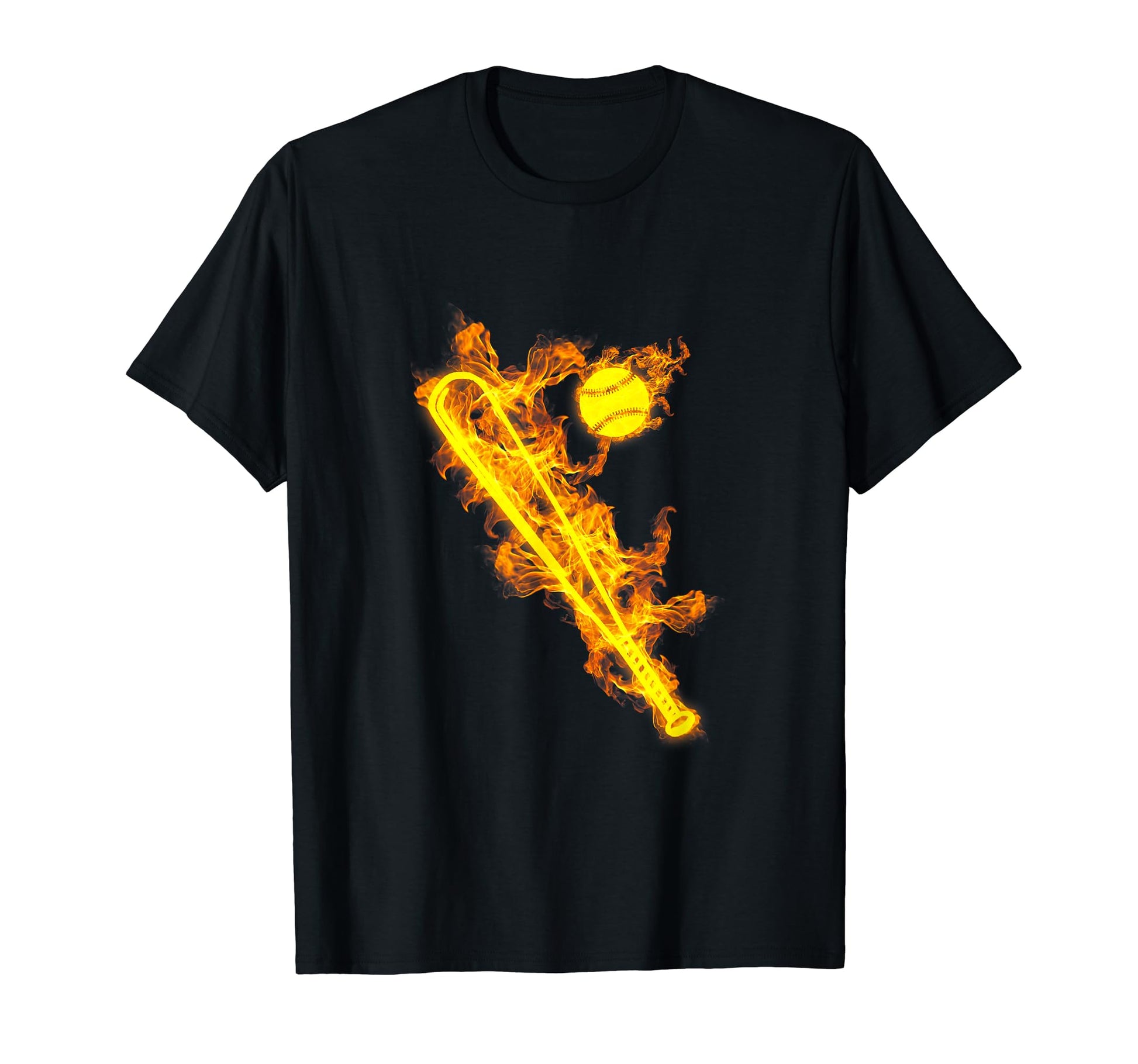 Fire Baseball Bat And Ball Flaming T-Shirt - Minimalist Print for Adults - T-Shirt, Sweatshirt, Hoodie