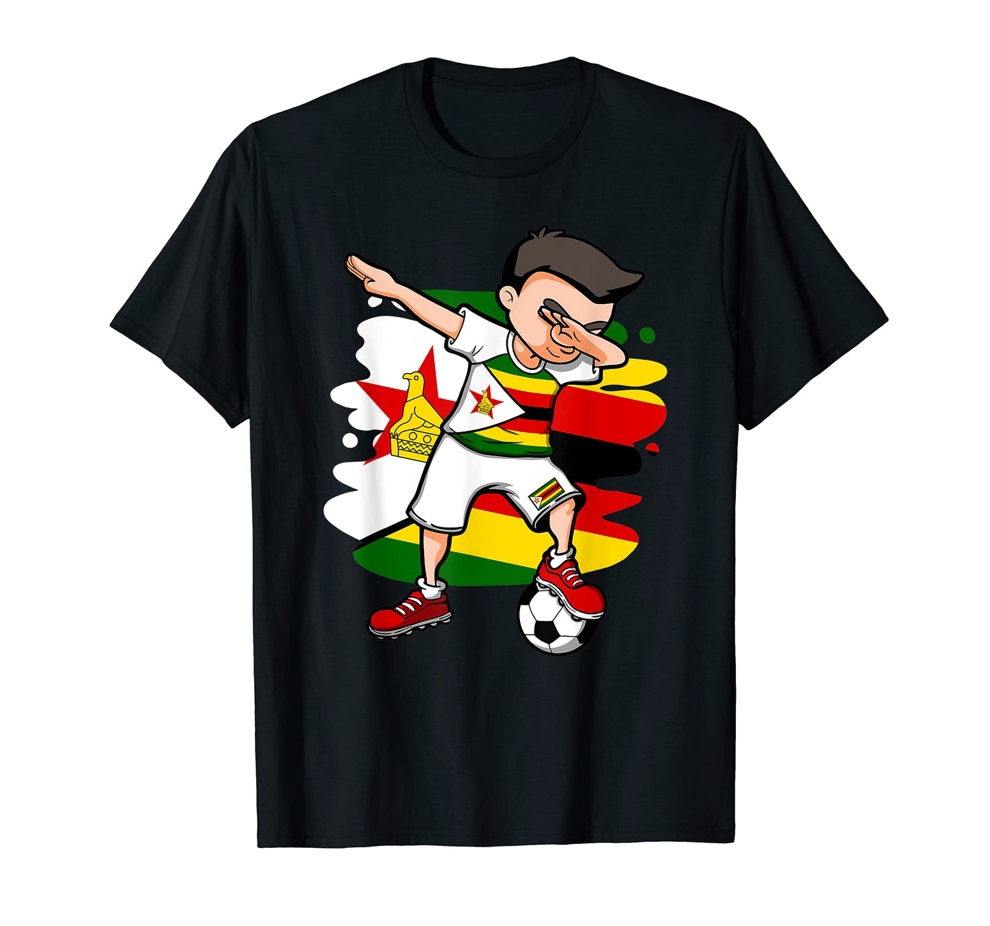Dabbing Soccer Zimbabwe Jersey T-Shirt - Custom Art Print Unisex - T-Shirt, Sweatshirt, Hoodie