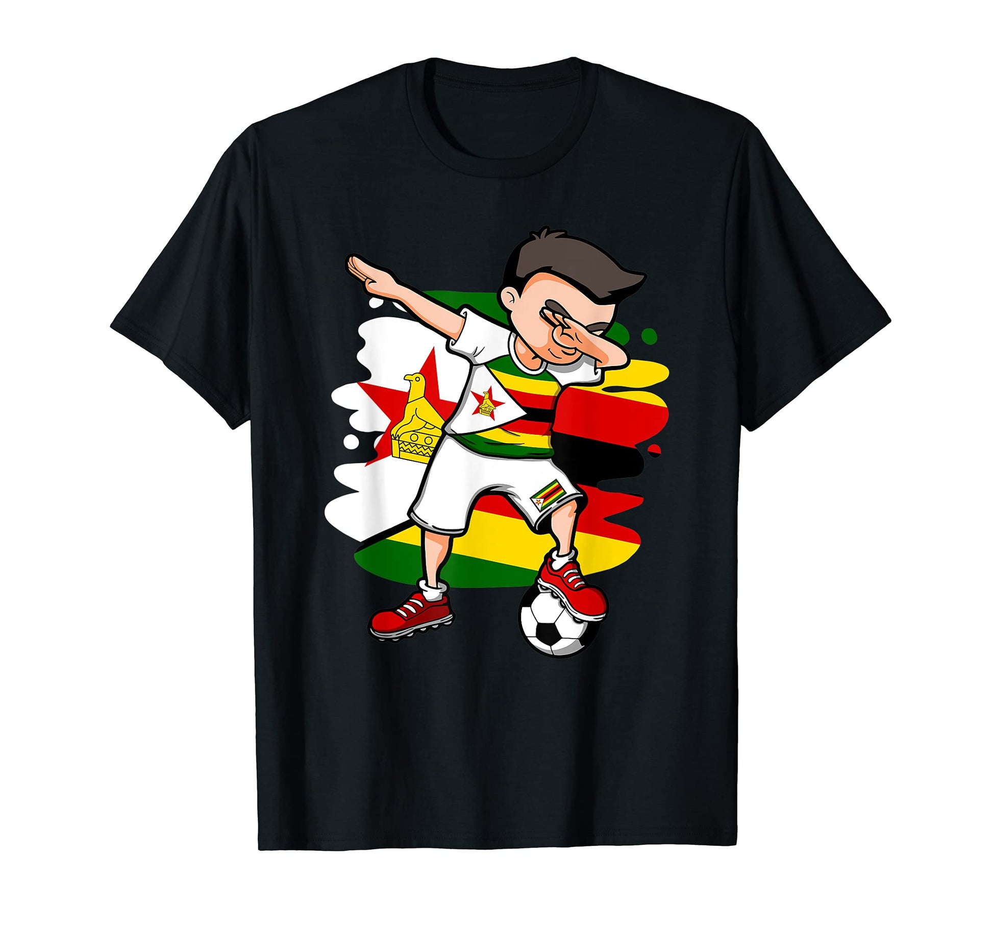 Dabbing Soccer Zimbabwe Jersey T-Shirt - Custom Art Print Unisex - T-Shirt, Sweatshirt, Hoodie