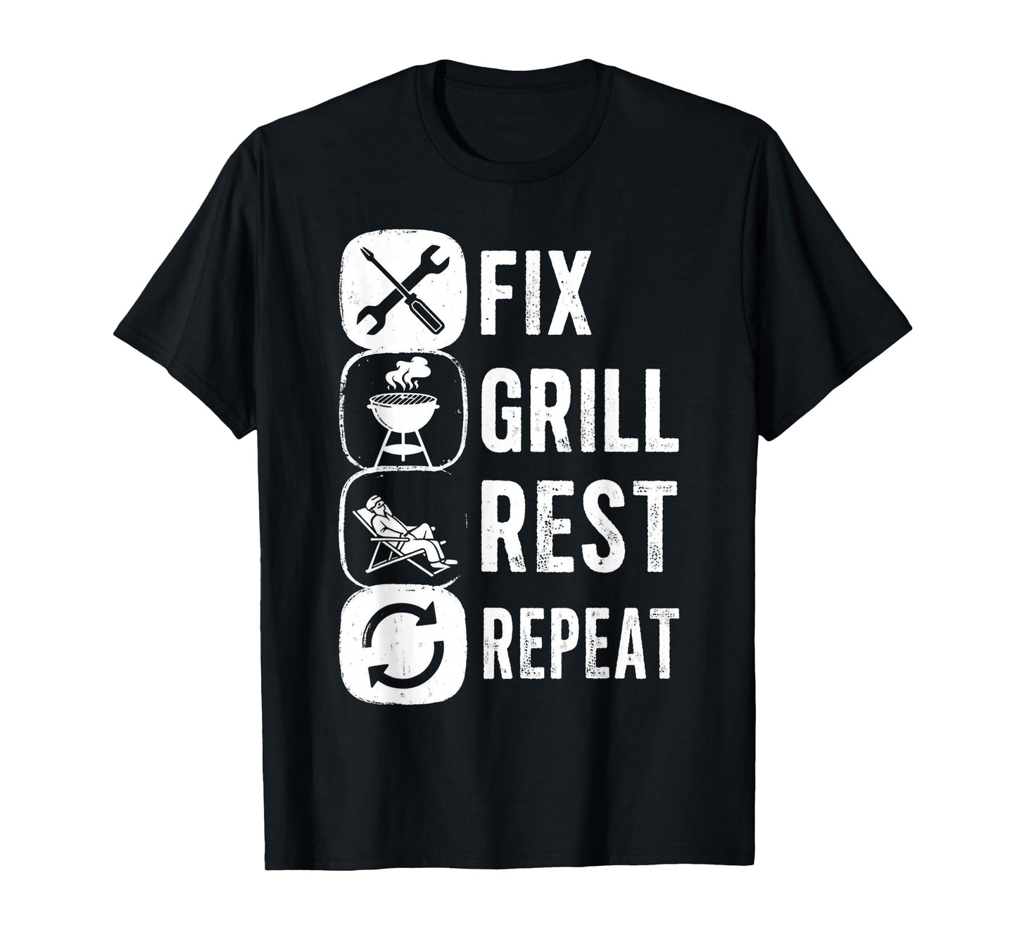 Mens Fix Grill Rest Repeat Routine T-Shirt - Custom Art Print for Adults - T-Shirt, Sweatshirt, Hoodie