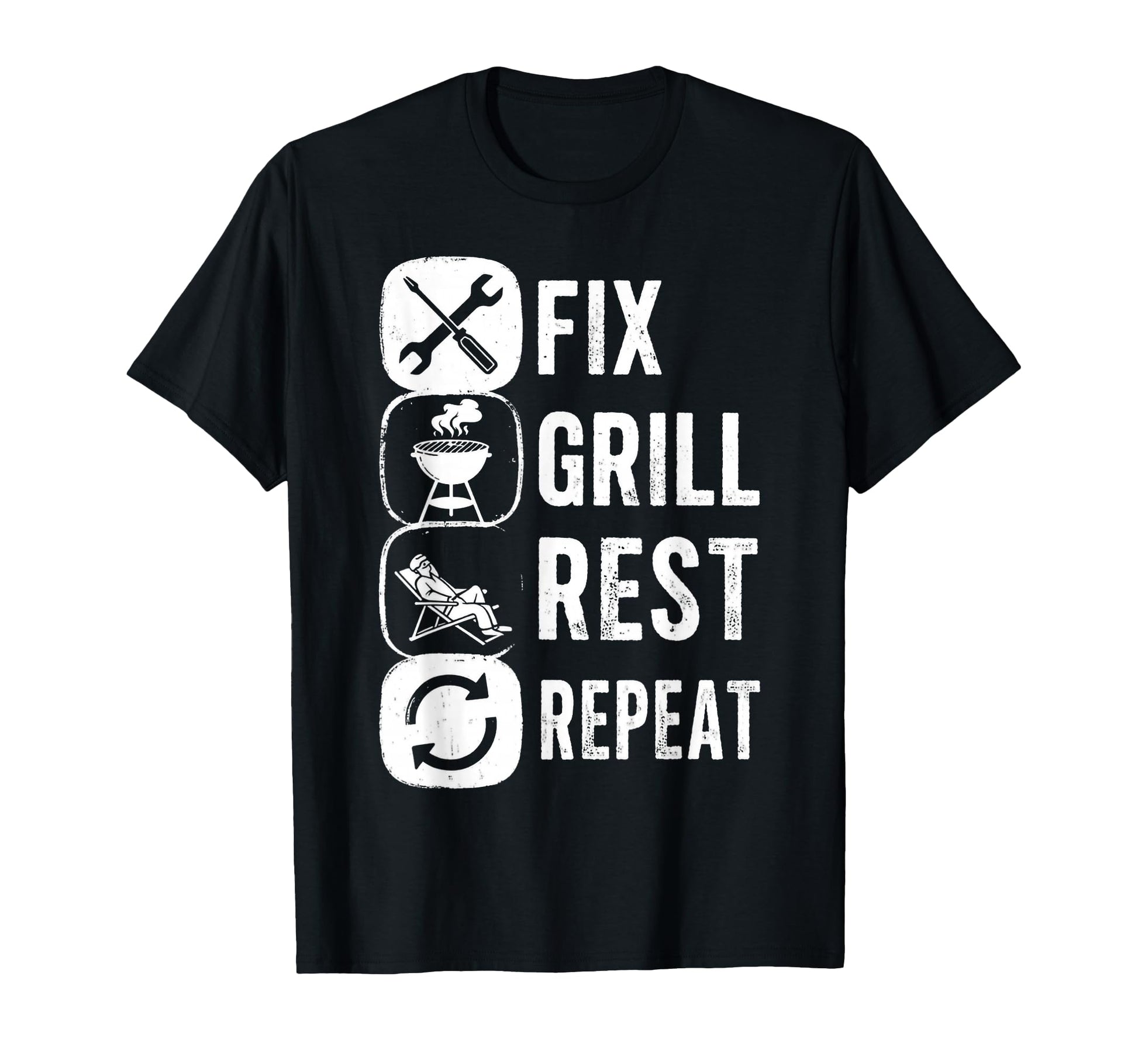Mens Fix Grill Rest Repeat Routine T-Shirt - Custom Art Print for Adults - T-Shirt, Sweatshirt, Hoodie