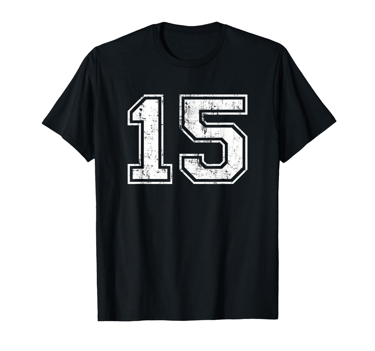 Number 15 Fifteen Distressed Sport Team T-Shirt - Aesthetic Graphic Unisex - T-Shirt, Sweatshirt, Hoodie