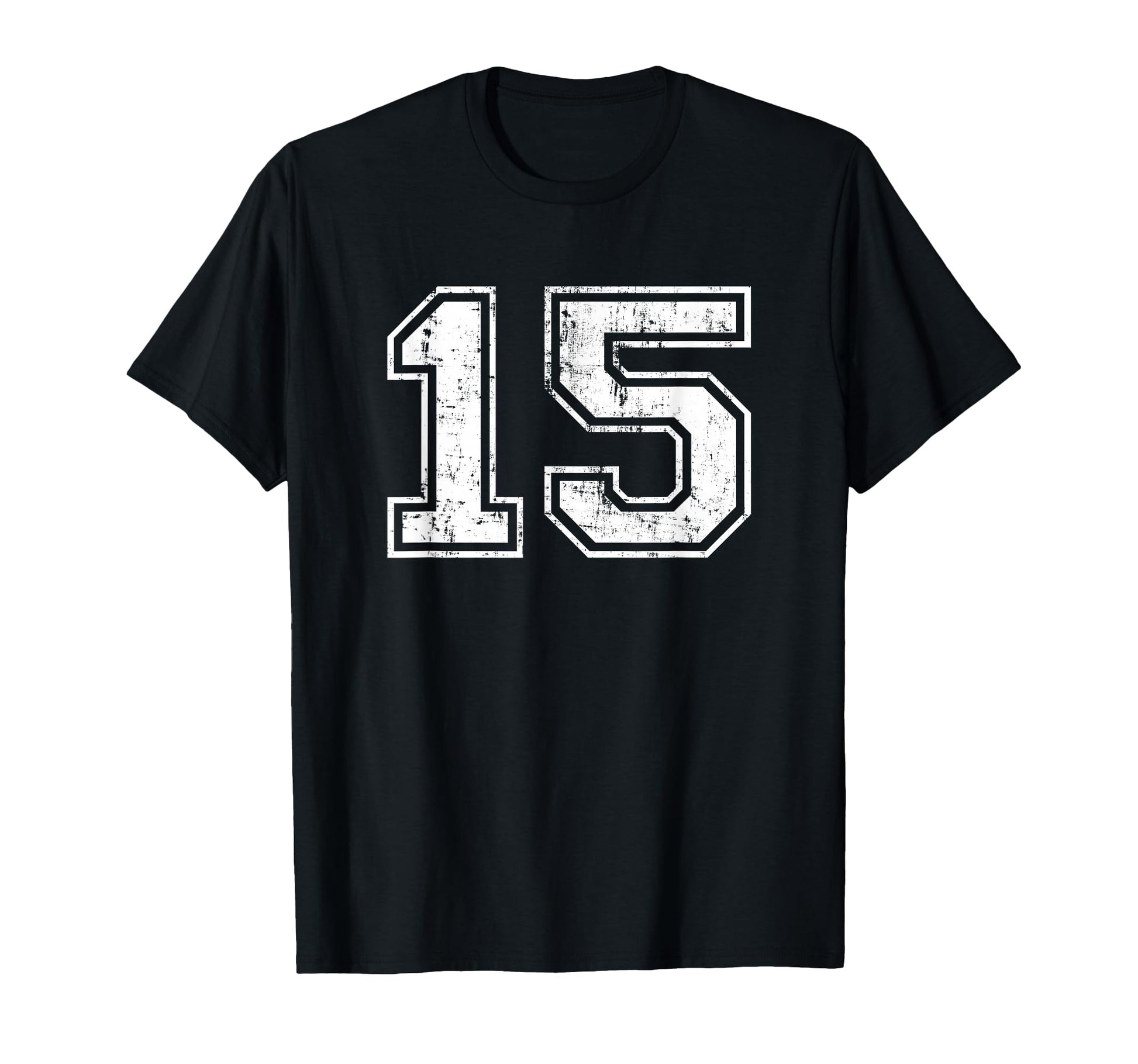 Number 15 Fifteen Distressed Sport Team T-Shirt - Aesthetic Graphic Unisex - T-Shirt, Sweatshirt, Hoodie