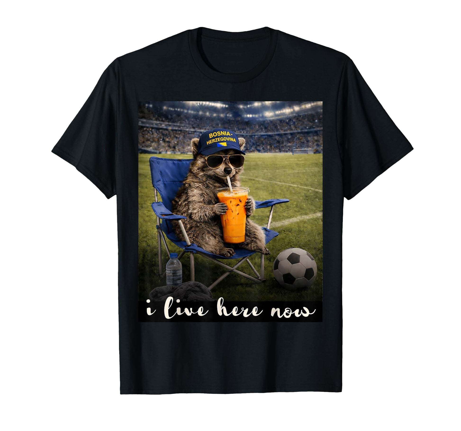 Funny Raccoon Bosnia Soccer Fan Futbol T-Shirt - Novelty Apparel Men Women - T-Shirt, Sweatshirt, Hoodie