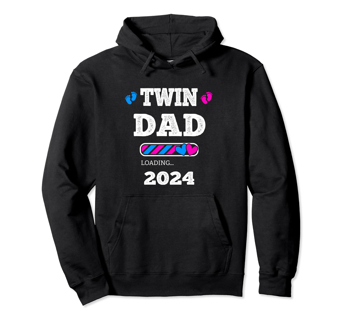 2024 Twin Dad Loading Pregnancy Hoodie - Novelty Apparel for Adults - T-Shirt, Sweatshirt, Hoodie