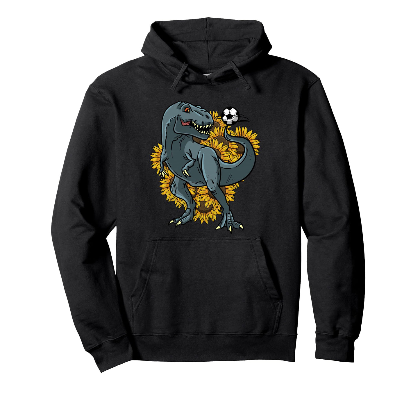 Trex Playing Soccer Sunflower Funny Hoodie - Custom Art Print for Adults - T-Shirt, Sweatshirt, Hoodie