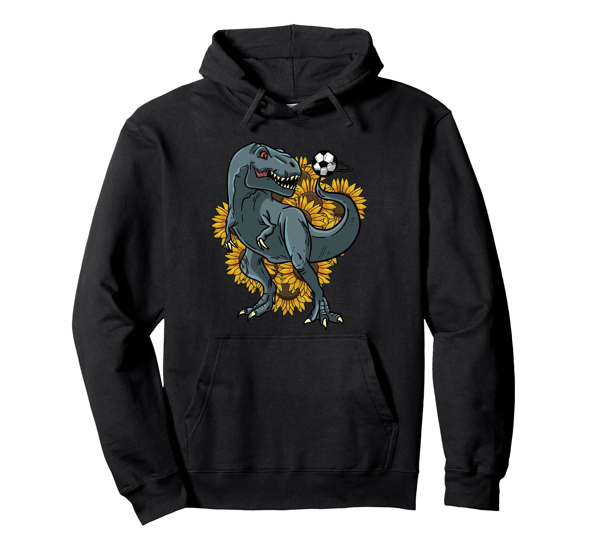 Trex Playing Soccer Sunflower Funny Hoodie - Custom Art Print for Adults - T-Shirt, Sweatshirt, Hoodie