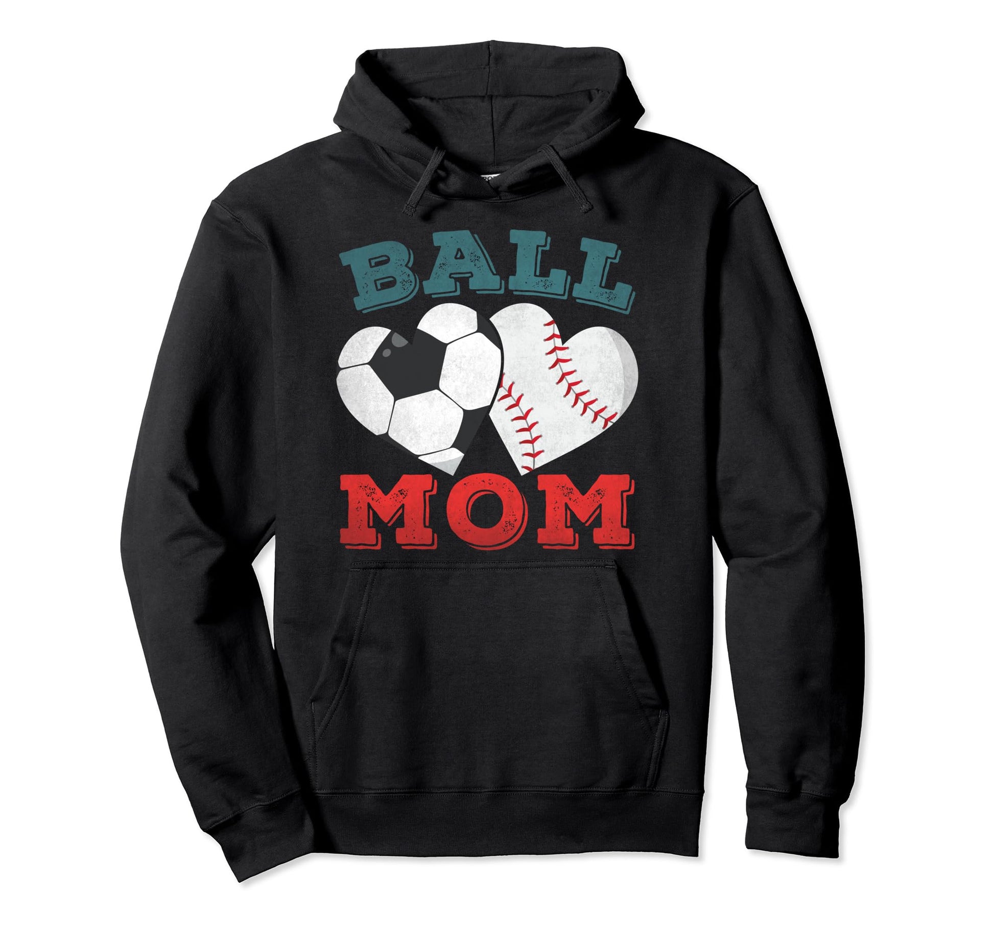 Ball Mom Heart Baseball Soccer Mom Gifts Hoodie - Custom Art Print Unisex - T-Shirt, Sweatshirt, Hoodie
