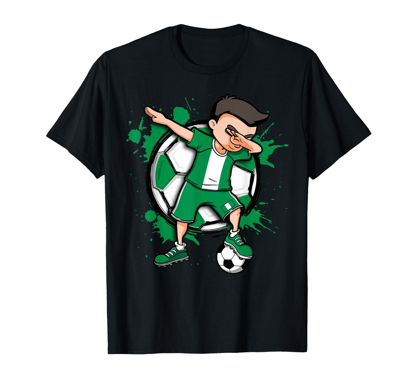 Dabbing Soccer Nigeria Football Fan T-Shirt - Minimalist Print Men Women - T-Shirt, Sweatshirt, Hoodie