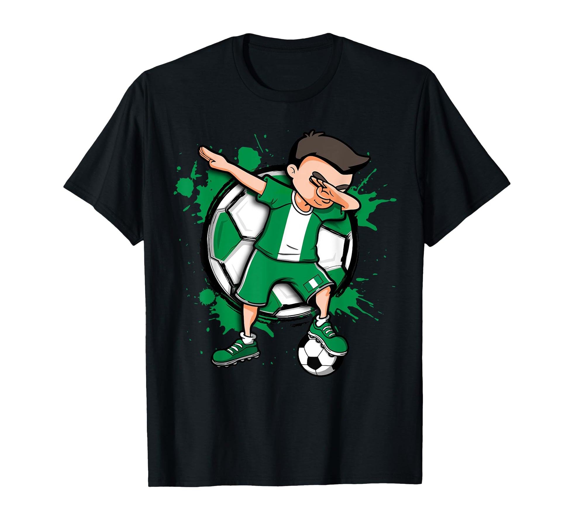 Dabbing Soccer Nigeria Football Fan T-Shirt - Minimalist Print Men Women - T-Shirt, Sweatshirt, Hoodie