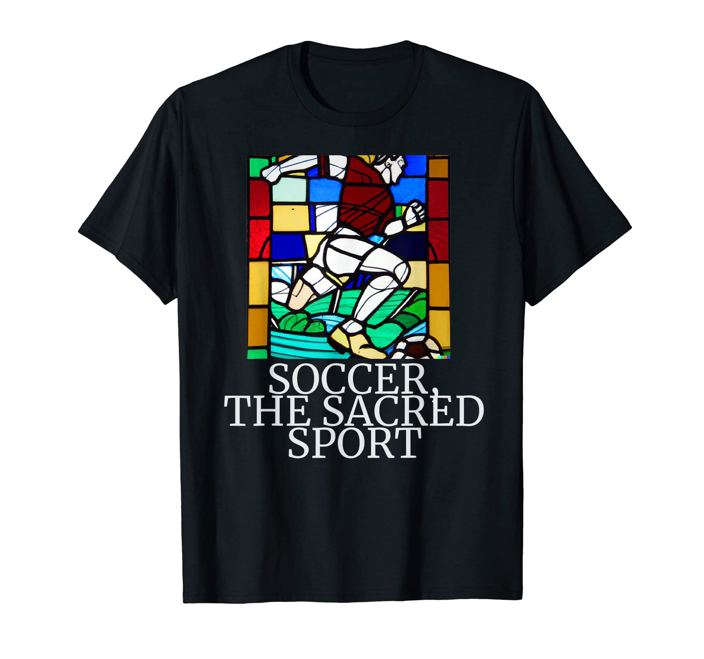 Soccer Sacred Sport Stained Glass T-Shirt - Aesthetic Graphic Unisex - T-Shirt, Sweatshirt, Hoodie