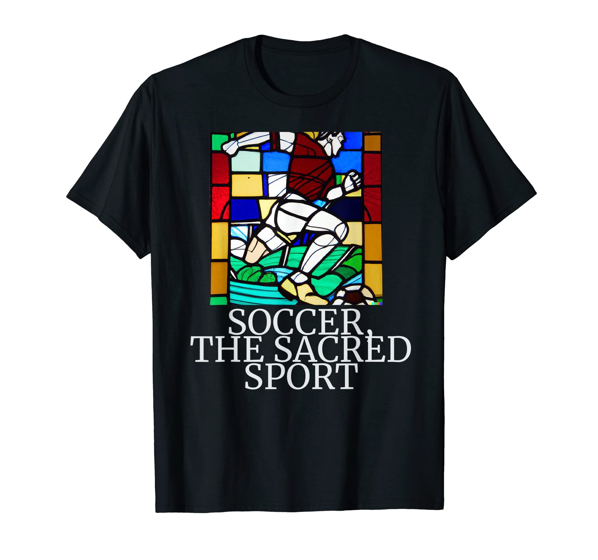 Soccer Sacred Sport Stained Glass T-Shirt - Aesthetic Graphic Unisex - T-Shirt, Sweatshirt, Hoodie